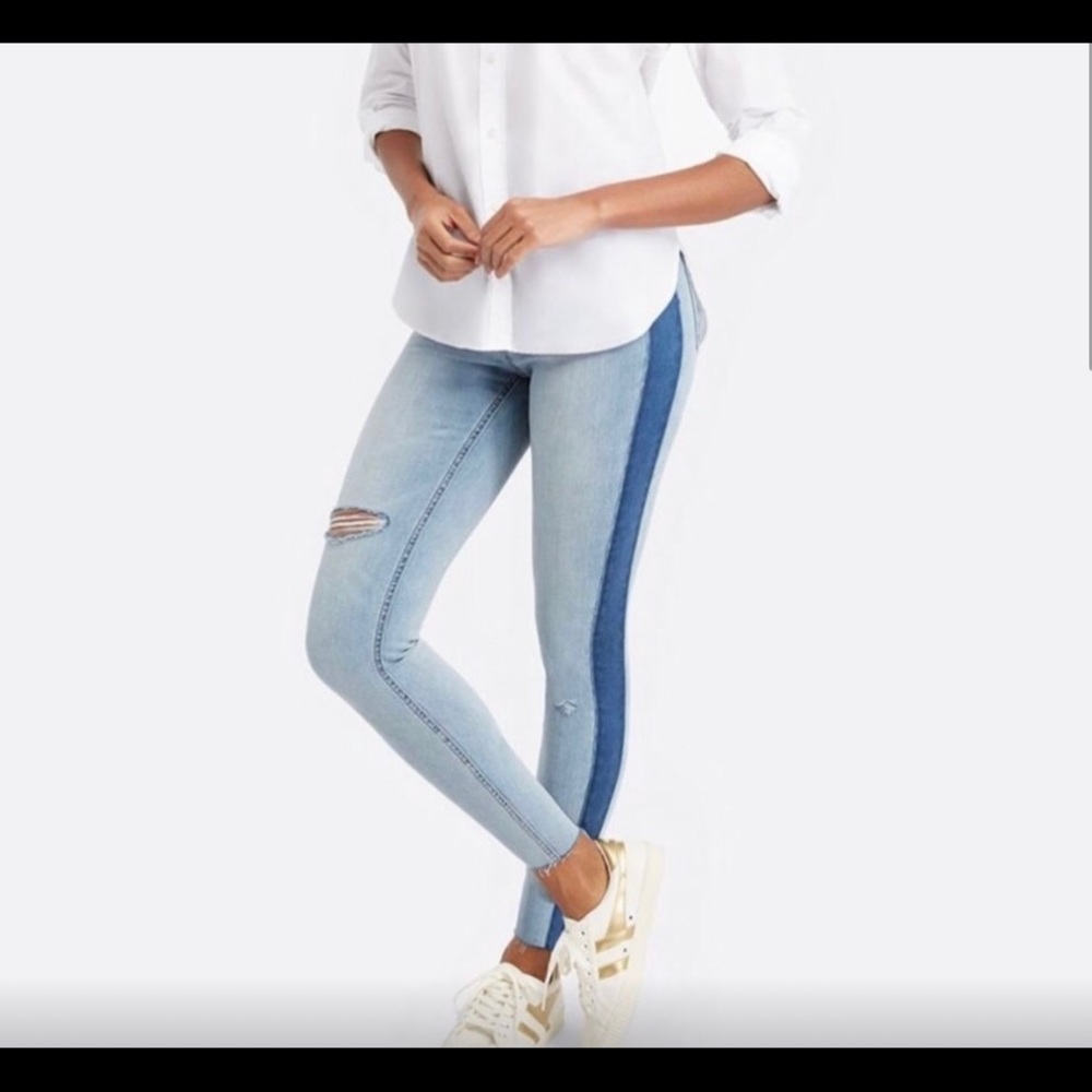 Spanx distressed jeans with side strip